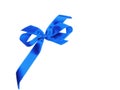 Gift bow blue ribbon Royalty Free Stock Photo