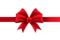 Gift bow. Red ribbon for present package decoration christmas or wedding holiday design isolated vector template Royalty Free Stock Photo