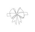 Gift bow with ribbon one line art. Continuous line drawing of new year holidays, christmas, birthday, packaging, ribbons Royalty Free Stock Photo