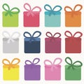 Gift with a bow set isolated Royalty Free Stock Photo