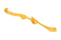 Gift bows. Closeup of a decorative yellow ribbon bow made of silk for gift box isolated on a white background. Decorations