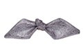 Gift bows. A decorative silver bow made of fabric for gift box isolated on a white background. Decorations background Royalty Free Stock Photo