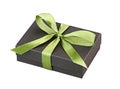 Gift box green ribbon isolated Royalty Free Stock Photo