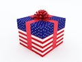 Gift box with American flag texture