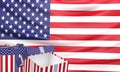 Gift box with American Flag Wave Close Up. Royalty Free Stock Photo