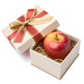 Gift box with apple isolated on white background Royalty Free Stock Photo