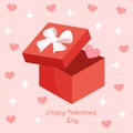 Gift box with balloons in the form of hearts. Vector illustration for valentine's day for postcard, textile, decor Royalty Free Stock Photo