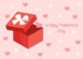 Gift box with balloons in the form of hearts. Vector illustration for valentine's day for postcard, textile, decor Royalty Free Stock Photo