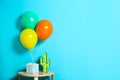 Gift box and balloons Royalty Free Stock Photo