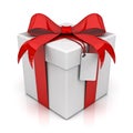 Gift box with blank tag Royalty Free Stock Photo