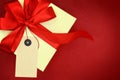 Gift box with blank tag Royalty Free Stock Photo