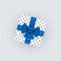 Gift Box with Blue Bow and Ribbons Royalty Free Stock Photo