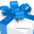 Gift box blue ribbon Royalty Free Stock Photo
