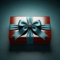 Gift Box with Blue Ribbon Royalty Free Stock Photo