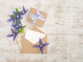 Gift box with bow and greeting card