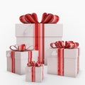 Gift box with Bow & heart tag Royalty Free Stock Photo