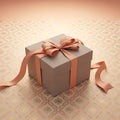 Gift Box with Bow on Patterned Background Royalty Free Stock Photo