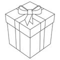 Gift Box with Bow and Ribbon 3D Line Art Isolated Vector Illustration
