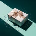 Gift Box with Bow and Sequins Royalty Free Stock Photo