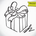 Gift box with bow vector illustration Royalty Free Stock Photo