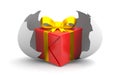 Gift-box in the broken chicken egg Royalty Free Stock Photo