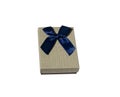 gift box brown with a blue bow. isolate on white background, open box. t Royalty Free Stock Photo