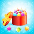 Gift box with christmas balls Royalty Free Stock Photo