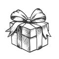 Gift Box Closed And Decorated Bow Retro Vector Royalty Free Stock Photo