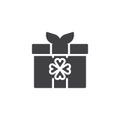 Gift box with clover vector icon Royalty Free Stock Photo