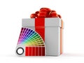 Gift box with color sampler Royalty Free Stock Photo