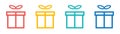 Gift box colour icon set. Vector present boxes collection