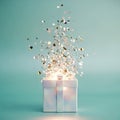 Gift Box with Confetti Explosion Royalty Free Stock Photo