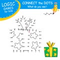 Gift Box. Connect the dots by numbers to draw the christmas or birthday Present Box. Dot to dot Game and Coloring Page Royalty Free Stock Photo