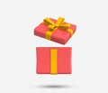 Gift box 3D icon. Closed red color gift box. Royalty Free Stock Photo