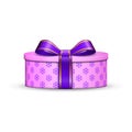 Gift box 3d, red ribbon bow Isolated white background. Decoration present pink gift-box for Happy holiday, birthday Royalty Free Stock Photo