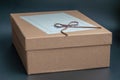 gift box on a dark contrasted background, decorated with a textured bow