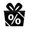 Gift Box Discount Sale Icon - Vector Illustration - Isolated On White Background Royalty Free Stock Photo