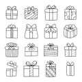 gift box doodle icon set