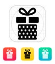 Gift box with dots icons on white background.