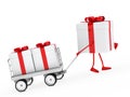 Gift box draws a trolley Royalty Free Stock Photo