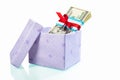 Gift box filled with US dollar bills Royalty Free Stock Photo