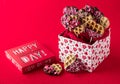 A gift box filled with Valentine's Day waffle pops.