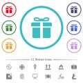 Gift box flat color icons in circle shape outlines Royalty Free Stock Photo