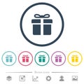 Gift box flat color icons in round outlines Royalty Free Stock Photo