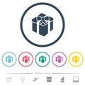 Gift box flat color icons in round outlines Royalty Free Stock Photo