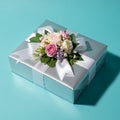 Gift Box with Floral Arrangement Royalty Free Stock Photo