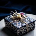 Gift Box with Floral Decoration Royalty Free Stock Photo
