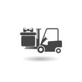 Gift box forklift shadow icon with shadow