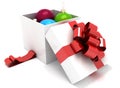 Gift box full of Christmas balls Royalty Free Stock Photo