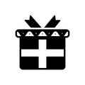 Black solid icon for Gift box, present and surprise Royalty Free Stock Photo